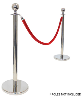 Red Barrier Rope - Chrome Fixings 