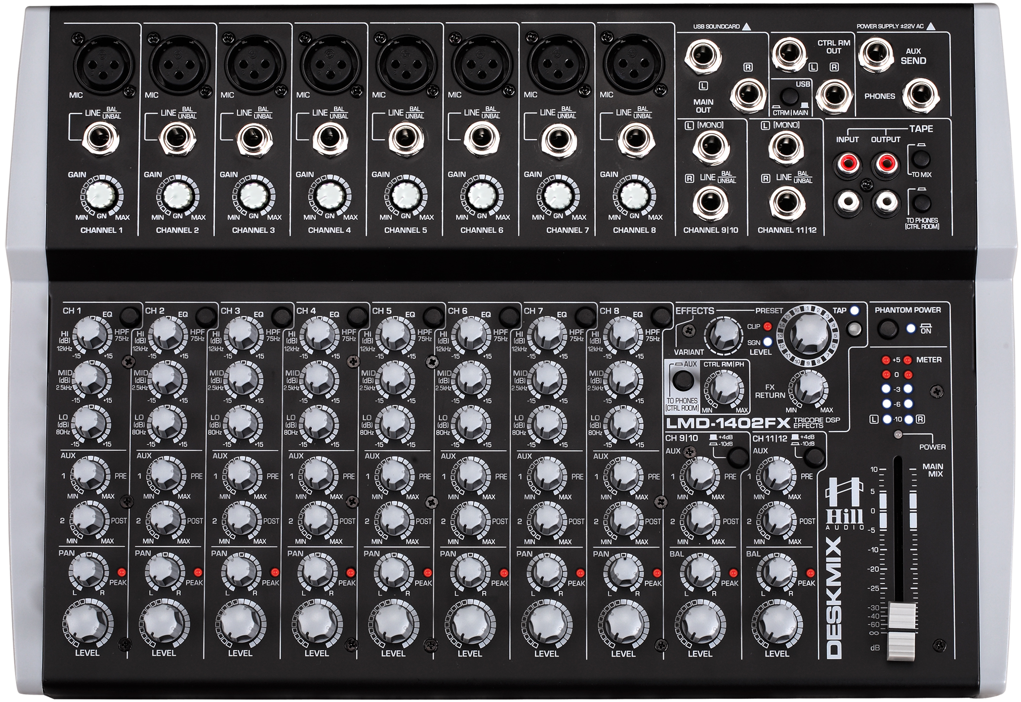 Hill Audio LMD1402FX 10 Channel Stage Mixer Mixing Desks