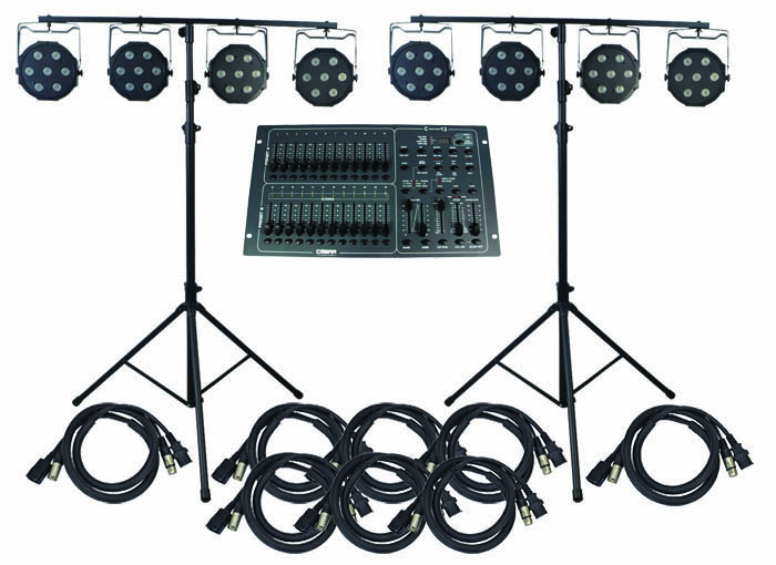 Stage Lighting Kit with 8 RGBW Lights, Stands & DMX Controller eBay