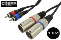 Phono RCA To XLR Male Stereo Leads – Patch Cable 1.5m or 3m