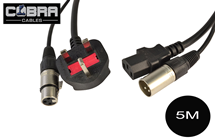 Combined Audio and Power Cable with XLR, IEC and 13 amp Plug - Various Lengths