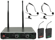 Dual UHF Belt pack Microphone System w 
