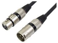 XLR to XLR Lead 3pin Male to Female - Black Cable in Choice of Length