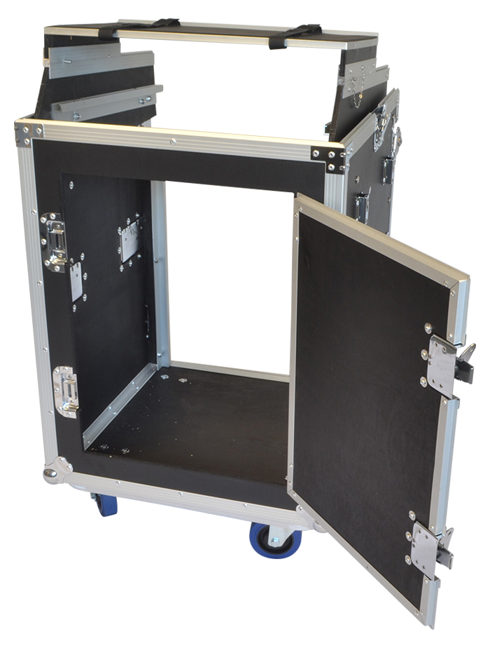 12U 10U Rack Case with Laptop Shelf Side Table - Flight Cases