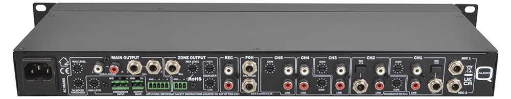 2 Zone Installation Mixer with 6 Stereo Inputs 2 Mic Inputs ...