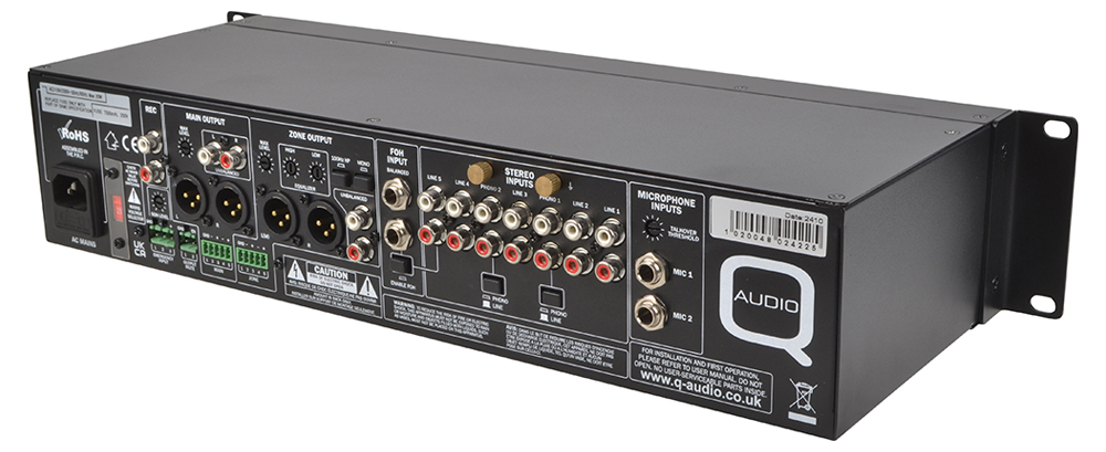 2 Zone Installation Mixer with 4 Dual Stereo Channels 2 Mic Inputs ...