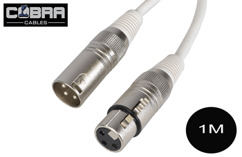 White DMX Cable 3pin XLR Male to Female 120 OhmChoice of Length