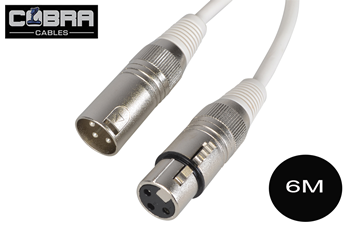 White DMX Cable 3pin XLR Male to Female 120 OhmChoice of Length