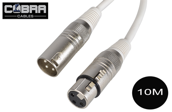 White DMX Cable 3pin XLR Male to Female 120 OhmChoice of Length