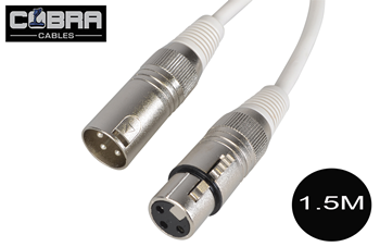 White DMX Cable 3pin XLR Male to Female 120 OhmChoice of Length