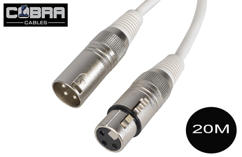 White DMX Cable 3pin XLR Male to Female 120 OhmChoice of Length