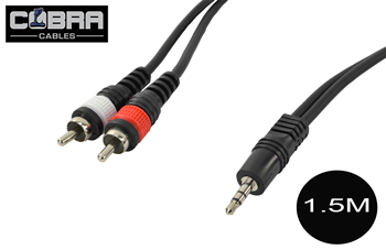 3.5mm Stereo Jack To Two Phono RCA Leads – 0.2M/1.5M/3M Lengths
