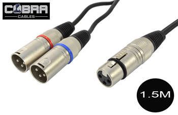 XLR Female To Two XLR Male Splitter Cable – Lead Length 1.5m