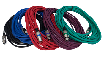 5 x XLR Mic - Audio Cables 10 Metre  5 Tangle Resistant Coloured Cable Pack