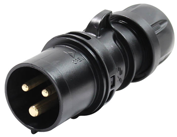 16A 230V 2P E Black Plug 