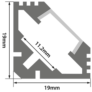 Aluminium LED Tape Profile - 45 Degree 