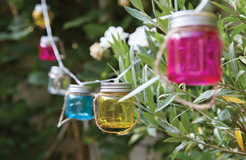 Solar LED Coloured Glass Jar String Li 