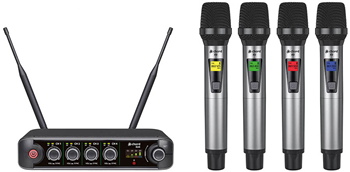 Quad UHF Handheld Wireless Microphone Sy 