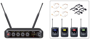 Quad UHF Beltpack Wireless Microphone Sy 