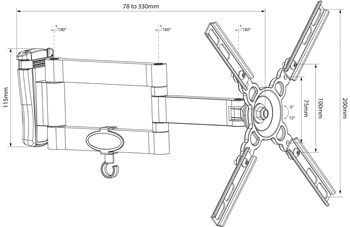 Double Arm Full Motion Wall Bracket fo 