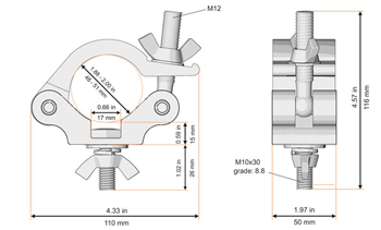 Half Coupler 48-51mm 500Kg - Choice of 