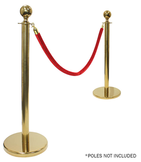 Red Barrier Rope - Gold Fixings 