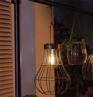 Solar LED Hanging Wire Lantern Garden  