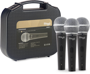 Stagg 3 Piece Microphone Pack Inc. Cab 