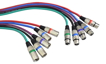 10m XLR Cables - Pack of 5 Multi-Col 