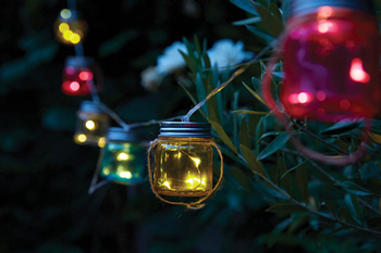 Solar LED Coloured Glass Jar String Li 