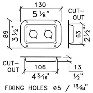 DISH FOR 2 X NEUTRIK CONNECTORS 