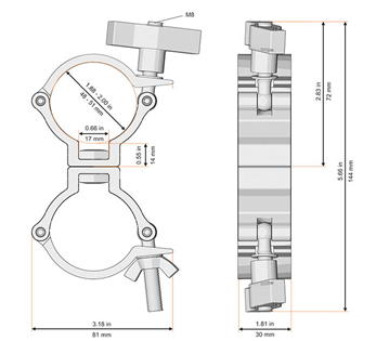 Narrow Swivel Coupler 48-51mm 100Kg -  