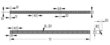 Metal Rack Strip 1.4M for Flight Cases 