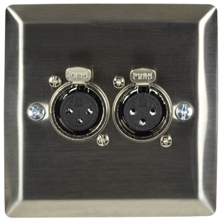 Steel Wallplate with Twin XLR Sockets 