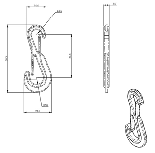 Doughty Rail Nylon Twin Hook 