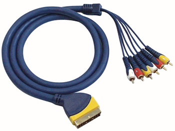 Scart Plug To 6 RCA Phono Male Cable 