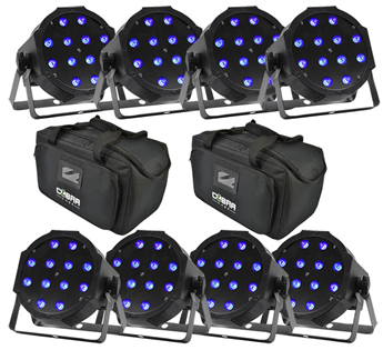 8 x Maxipar RGB LED Par Cans with  