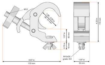 Self Locking Clamp 46-51mm 250Kg - Cho 