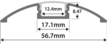 Aluminium LED Tape Profile - Raised Ba 