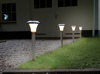 Solar Powered LED Post Light with Dusk 