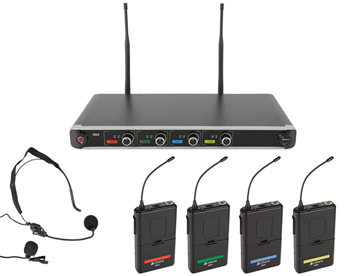 Quad UHF Beltpack Mic System with Head 