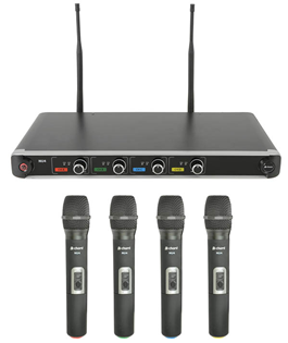 Quad UHF Handheld Wireless Mic Systems 