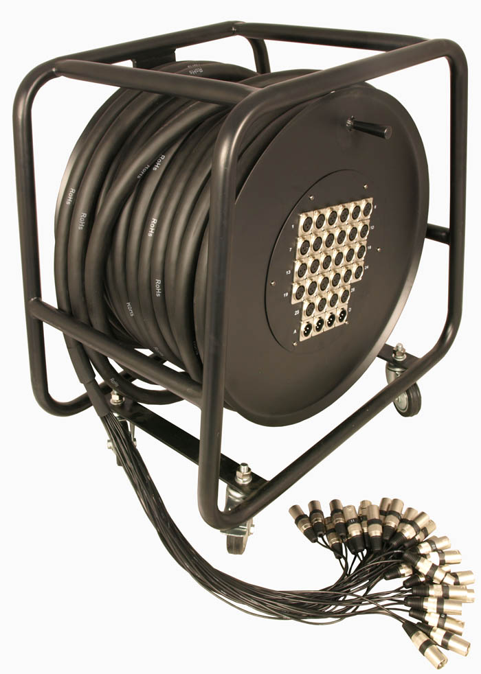 Cobra Stage Snake On Reel 50m 28 Inputs 4 Outputs Audio Leads