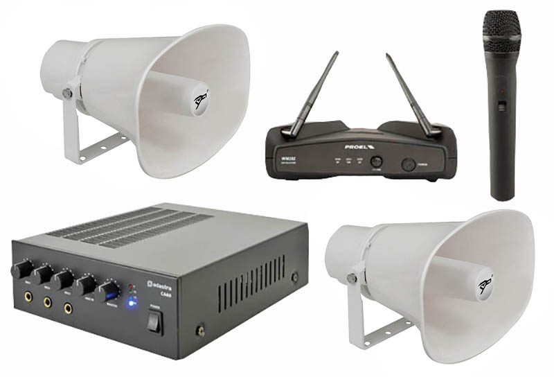Outdoor PA System 2 Horn Speakers Outdoor PA Systems