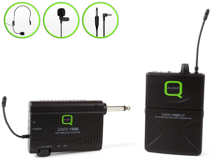 UHF Wireless Belt Pack Microphone System by QAudio Radio Mics