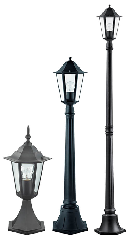 Outdoor Black Pedestal Light 240V E27 Choice of Size Landscape and