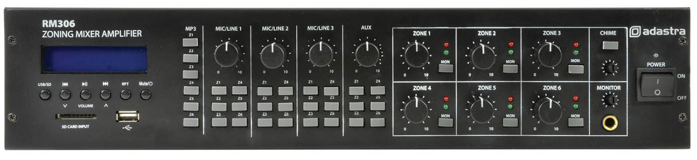 Zone Mixer Amplifier with Bluetooth - 100 Volt Line Amplifiers