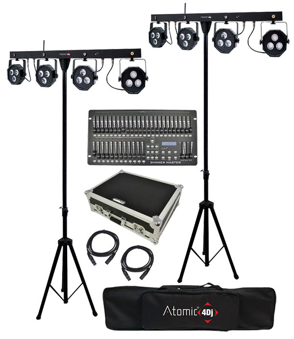 Stage Lighting Package with 8 RGB Lights Stands DMX Controller Stage