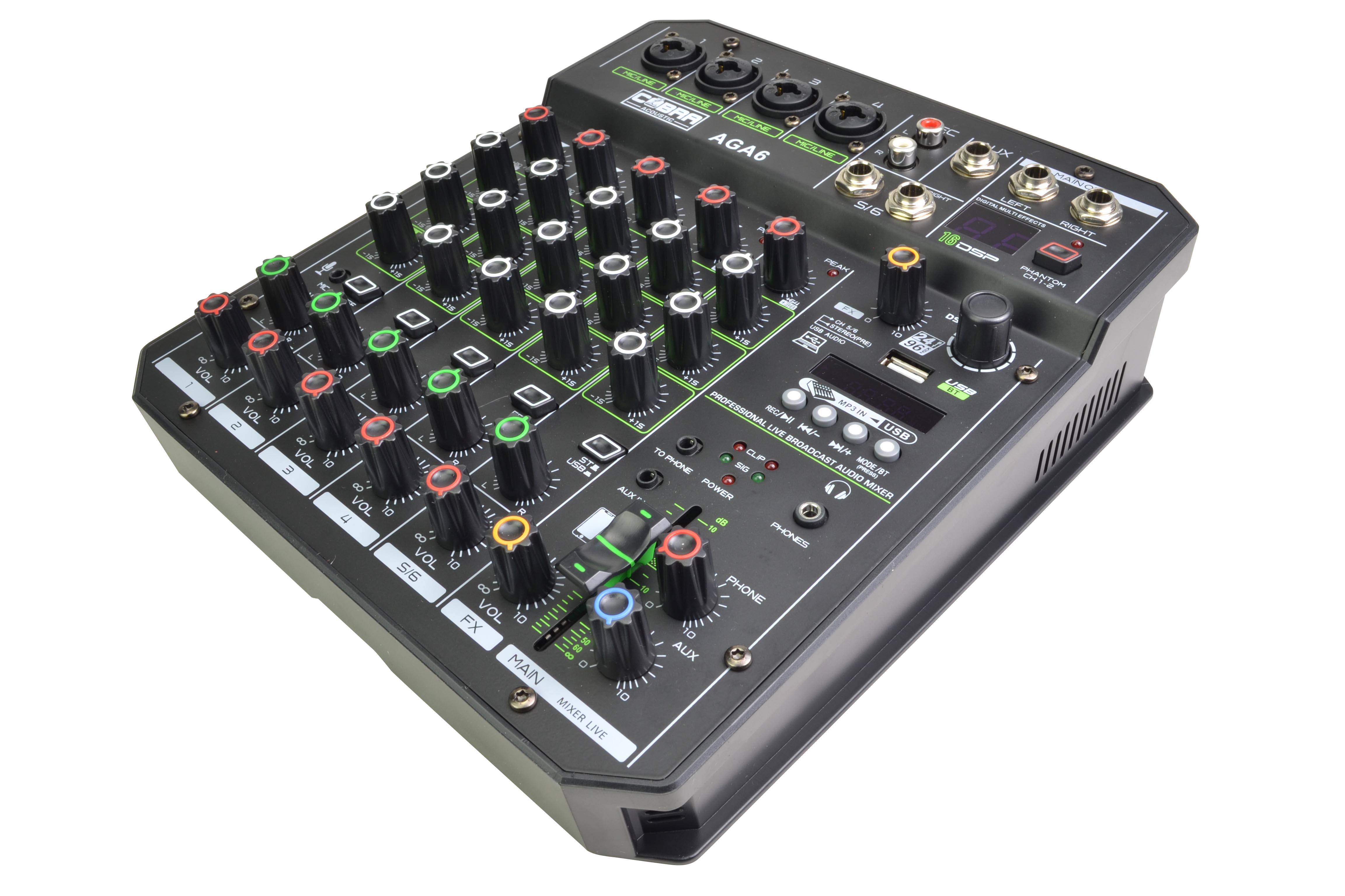 buste Conform Vant til Compact 6 Channel Mixer with DSP Effects MP3 Player and Bluetooth - Mixing  Desks