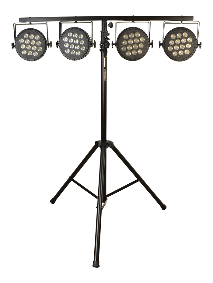 Stage Lighting Package with 8 RGBWA UV LED Par Cans Wind Up Stands DMX